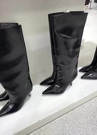 Чоботи високі на підборах чарочках zara 38, 39
