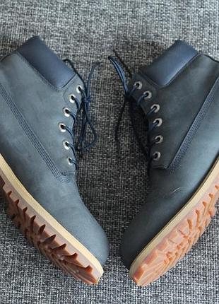 Ботинки timeberland 6-inch premium waterproof navy boot оригинал нат кожа нубук! 4