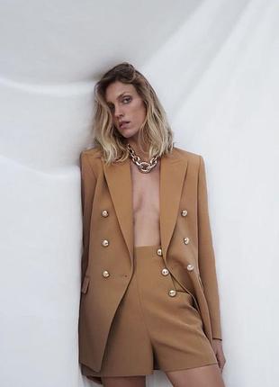 Шорти жіночі zara кемел високої посадки з костюмної тканини s