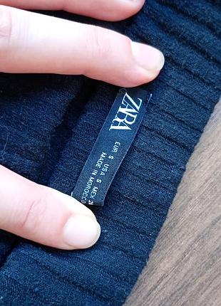 Жіноча міді спідниця zara трикотажна в рубчик, чорна, розмір s