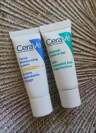 💙💚набор 2шт. по 3мл. cerave дневной увлажняющий крем спф30 + сыворотка - пилинг с кислотами