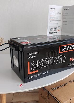 Акумулятор humsienk plus lifepo4 12v 200ah літієвий акб для інвертора дбж