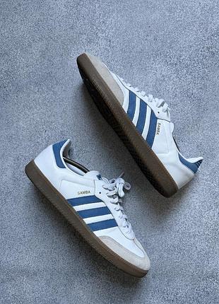 Оригінальні кросівки adidas samba og (white / blue) розмір 48