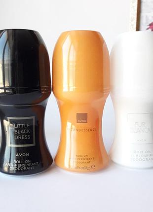 Набор женских дезодорантов для тела: 2 шт little black dress, pur blanca, incandessance, avon, эйвон