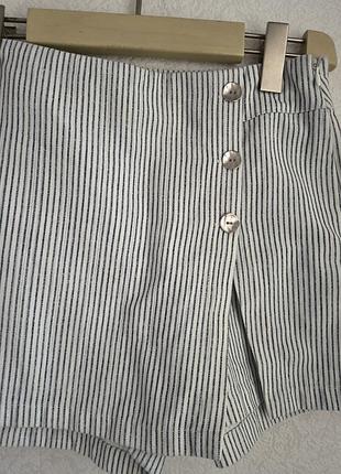 Шорти-спідниця жіночі zara у смужку сині, розмір xs
