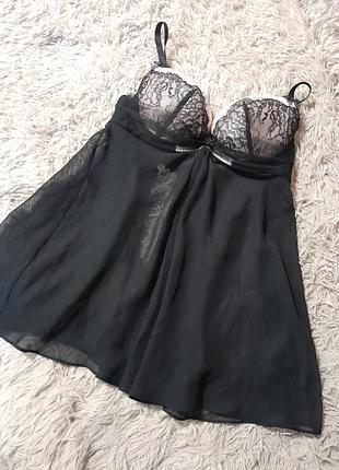 Пеньюар жіночий чорний з чашками ann summers
