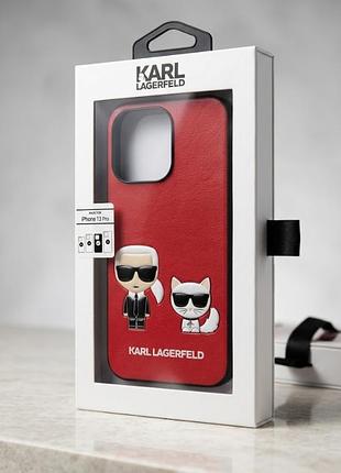 Оригінальний дизайнерський чохол karl lagerfeld для iphone 13 pro (6.1"). об'ємні 3d-фігурки карла лагерфельда та його знаменитої кішки шупетт