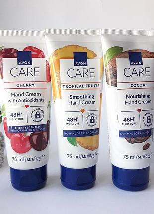 Крем для рук ейвон 3 шт по 75 мл, вишня + фрукти + какао, avon care, ейвон крем