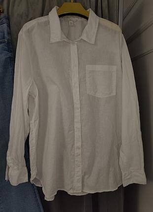 Белая льняная льняная льняная льняная рубашка h&amp;m 2