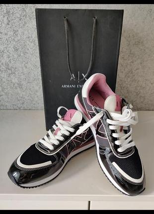 Кросівки жіночі armani exchange чорно-рожеві