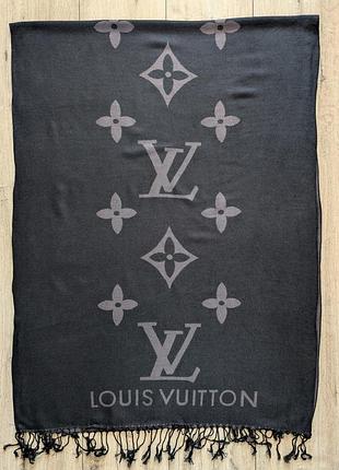 Шарф louis vuitton reykjavik  черно-серый  шарф с бахромой