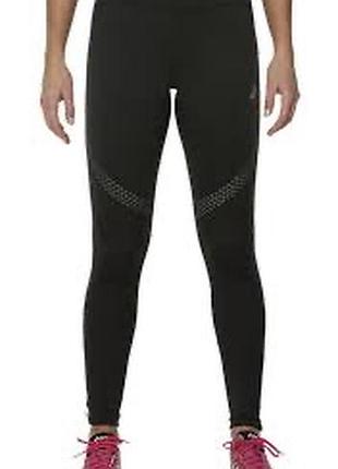 Чорні утеплені бігові тайтси бренду asics lite-show winter tight