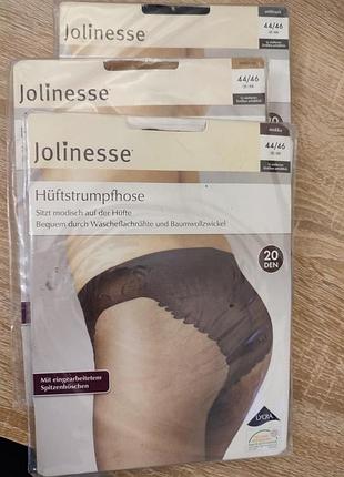 Набір нових капронових колготок jolinesse 20 den із мереживними трусиками (3 пари), розмір xl (44/46)