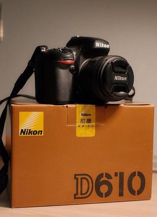 Комплект: полнокадровый фотоаппарат nikon d610 с 2 объективами nikon af-s nikkor 50mm f/1.8g и 18–55mm f/3.5–5.6g vr