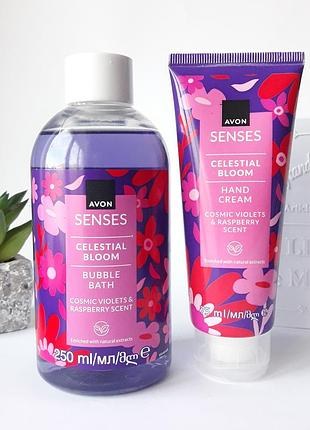 Набор avon senses «небесное сияние»: пена для ванны + крем для рук, эйвон