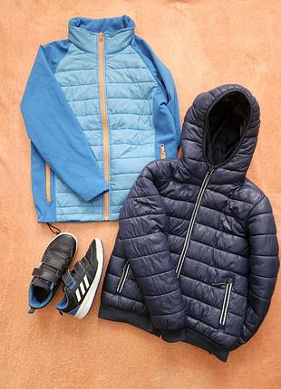 Комплект 3 вещи: куртка, ветровка р 134-140,  140-146 кеды adidas р 33-34