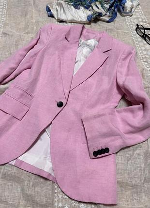Новий піджак жакет блейзер льон + віскоза zara s / xs рожевий