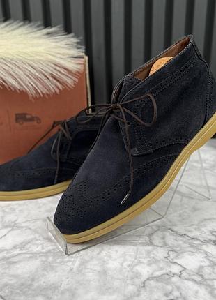 Loro piana desert boots ботинки замшевые синие 40 eur оригинал