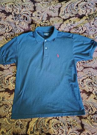 Винтажное поло polo sport ralph lauren оригинал тенниска синяя ральф лорен l