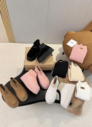 Уггі ugg classic mini dipper legwarmer з панчохами рожеві