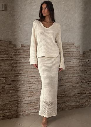 Новий вʼязаний комплект з юбкою міді від massimo dutti