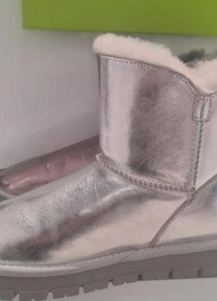 Уггі жіночі ugg сріблясті, розмір 39, довжина устілки 25.5 см, натуральна шкіра та овчина