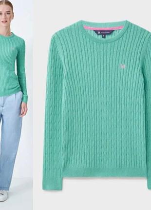 Базовый свитер красивой вязки из смеси котона и кашемира crew clothing company