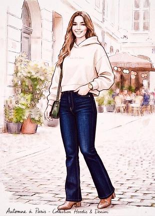 Джинсы женские f&amp;f l с высокой посадкой удобные стильные мом буткат bootcut темно синий