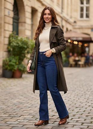 Джинсы женские f&amp;f l с высокой посадкой удобные стильные мом буткат bootcut темно синий