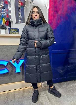 Длинное теплое зимнее пальто