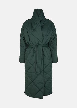 Удлиненное стеганое пальто-халат от бренда warehouse (модель warehouse longline belted quilted jacket / System coat).