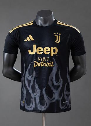 Футболка ювентус 26/27 адідас | ігрова спортивна футбольна форма adidas juventus чорна | буффон роналдо баджо