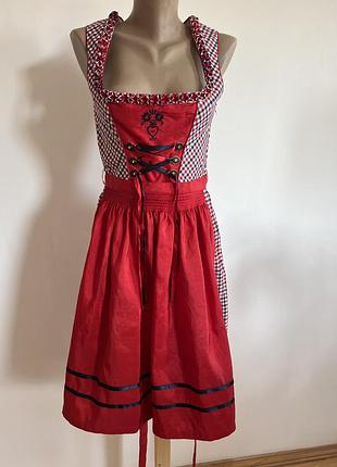 Landhaus dirndl 🇩🇪 вінтажна баварська сукня: червона спідниця, клітинка, рюші, шнурівка. атмосферна річ для oktoberfest ❤️