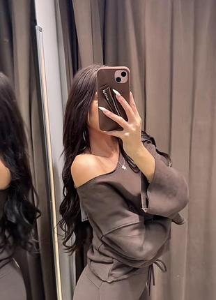 Жіночий світшот zara коричневий розмір m без утеплення