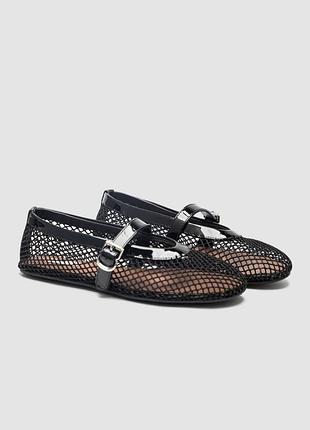 Alaïa ballet flats in fishnet black 3