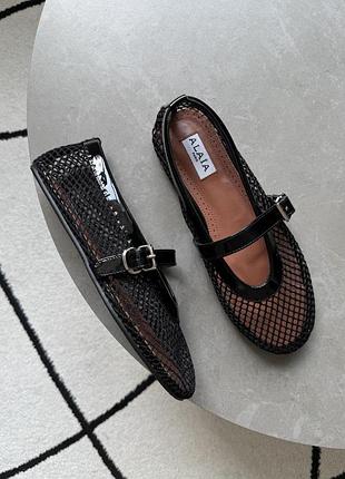 Alaïa ballet flats in fishnet black 2