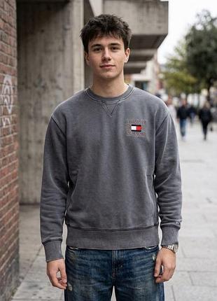 Свитшот tommy jeans vintage acid wash / мужская кофта томми хилфигер