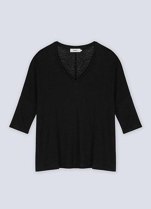 Жіноча лляна чорна футболка  топ джемпер notshy cashmere s/m
