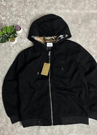 Кофта чоловіча burberry чорна на змійці з капюшоном s, m, l