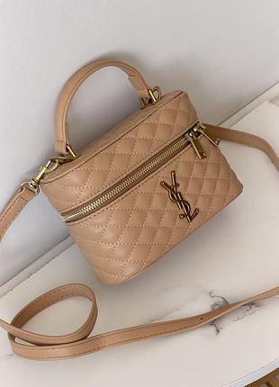 Сумка женская yves saint laurent gaby vanity bag бежевая через плече ив сен-лоран