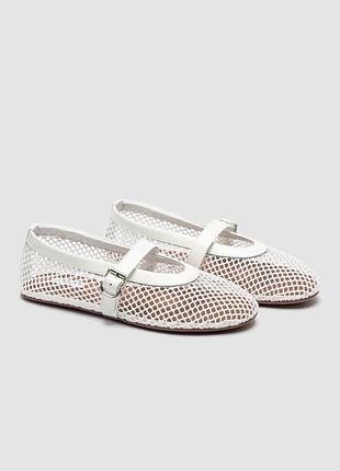 Alaïa ballet flats in fishnet optical white 3