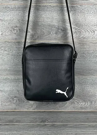 Барсетка чорна puma, сумка пума еко шкіра, сумка через плече, барсетка шкіряна чоловіча