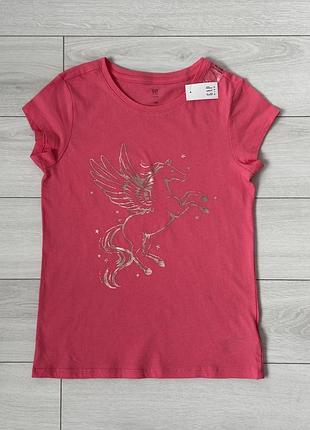 Яскрава рожева футболка gap kids із пегасом (нова, з біркою) 12-13 років