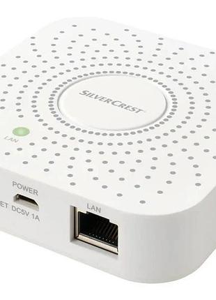 Шлюз для розумного будинку silvercrest zigbee (модель sgwz 1 a1 / hg06339), який є центральним хабом для керування пристроями «розумного дому»