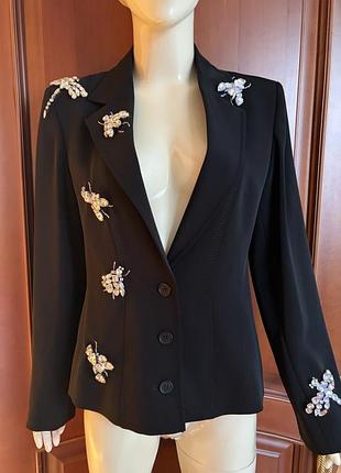 Шикарный блейзер жакет пиджак в стиле balmain с аппликациями кристаллов!!!