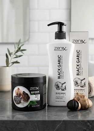 Профессиональный набор для восстановления и против выпадения волос zenix professional black garlic series
