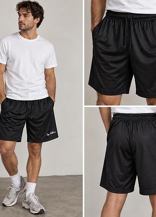 Чорні сітчасті баскетбольні шорти з принтом mesh shorts (розміри m, l, xl)
