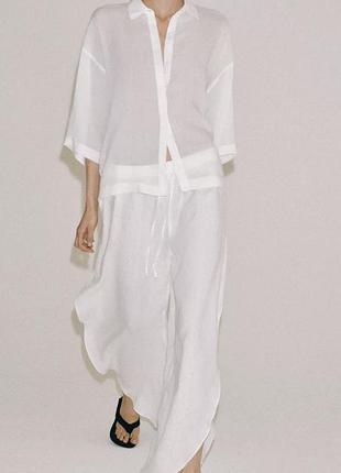 Лляні штани zara, 100% льон, розмір xs
