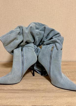 Джинсовые сапоги ботфорты zara 3