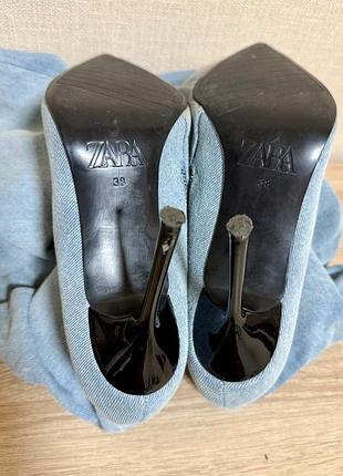 Джинсовые сапоги ботфорты zara 5